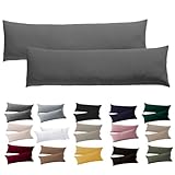 Soifox Seitenschläferkissen Bezug 40 x 145 - 2er Set Anthrazit Kissenbezug mit Reißverschluss 100% Mikrofaser Resistent und Hypoallergen Kissenbezüge für Seitenschläferkissen