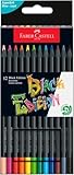 Faber-Castell 116413 Black Edition Buntstifte 12er Metallbox, Lebendige Buntstifte, Bruchsichere Kunststifte mit ergonomischem Griff, Malstifte für helles und dunkles Papier