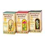 Ein Gedi Aromatisches Heiliges Salböl, 3 Flaschen – Rose von Sharon, Maiglöckchen, Weihrauch und Myrrhe, Jerusalem, Heiliges Land für christliches Gebet, je 12 ml