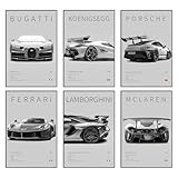 Auto Leinwand Poster Wandkunst Supercar Kunstdrucke 6 Stück Set (6 Set, 20,3 x 30,5 cm ungerahmt)