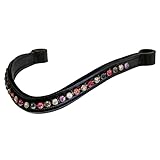 Alice International englische Trensenzaum aus Leder mit weich gepolstertem Stirnband, glitzernde Kristallsteine, für Dressur und Reiten, COB M17