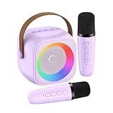 Zenlir Kompatible Lautsprecher Karaoke Maschine Mit 2 Mikrofonen Für Kinder Erwachsene Kleine Tragbare Lautsprecher Party Kompatibler Karaoke Lautsprecher