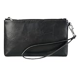 Gürtelclip-Holster Hochwertigere PU-Leder-Handgelenk-Clutch-Geldbörse im Umschlagstil, 8-Zoll-Telefontasche, Handy-Geldbörse, universelle Telefon-Geldbörse Gürtelschlaufenetui(Black)