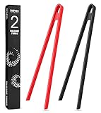 2 Stück Silikonzange, 29cm Schwarz & rot Silikon Lebensmittelclip Antihaft-Kochzange Hitzebeständig Küche Lebensmittelzange Grillzange Silikon Küchenzange zum Platzieren, Wenden Beim Kochen, Backen