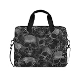 JIPONI Scary Skulls Laptoptasche, Aktentasche, Kuriertasche, Computertasche für Männer und Frauen, mit Schultergurt, Griff