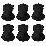 Finvizo Multifunktionstuch Schlauchschal Halstuch: 6 Stück Elastisch Loop Schal Bandana Winddicht Mundschutz Sturmhaube Gesichtsmaske für Herren Damen, Schwarz