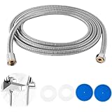 Duschschlauch Edelstahl 3m, Flexibler Edelstahl Duschschlauch, Universal Verdrehschutz Duschkopf Schlauch mit 2 Wassersparer Durchflussbegrenzer, Dank 1/2' Standard Anschluss