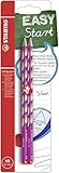 STABILO - Schmaler Dreikant-Bleistift für Rechtshänder - EASYgraph S in pink - 2er Pack - Härtegrad HB