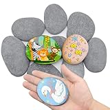 TOKSEO 10 Stück Flache Steine zum Bemalen, 6-8cm Kieselsteine zum Bemalen, Glatte Kieselsteine Garten, Aquarium Dekosteine Naturstein, Flusssteine zum Bemalen