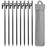 Heringe Erdnägel Stabil 30 cm Lang- Zelt Heringe Stahl Erdnägel, Heringe Erdnägel Stabil, Lange und Stabil Erdnägel für Camping, Heringe Camping mit Haken und Loch für Outdoor Wandern (8 PCS)
