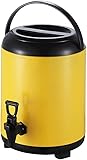 Isolierfass aus Edelstahl, gewerblicher Getränkespender, Kaffeekanne mit Wasserhahn, Heißwasserkanne für Partys, Büros, Hotels, 6–12 l (Farbe: Gelb, Größe: 6 l)