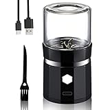 Wiederaufladbare Kräutermühle, SOVIDER mit automatischer elektrischer Kräutermühle, Gewürzmühle für Kräuter, Gewürze & Gewürze, feine Blätter, 3 Stück mit Bürste & Ladekabel, 50 g Kapazität, Schwarz