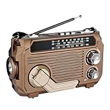 Kurbelradio – Adiio mit Kurbel und Solar, mit Halbleitern mit hoher Lautstärke | Blluetooth-Karte Multiband-Taschenlampe | Tier und Solarradio für Reisen