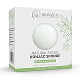 Skinzen, Konjac Gesichtsschwamm, sanftes tägliches Waschen und Peeling für alle Hauttypen, natürliches Originalrezeptprodukt, ohne Zusatzstoffe, weiß, 1 Schwamm