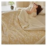 GOOPEEG Warm Wohndecke Couchdecke, Plüsch-Fleece-Überwurfdecke, Weiche, Gemütliche Decke Mit Blumenmuster for Couch, Bett, Sofa Tagesdecken Sofa Decke(Yellow,200x230cm)