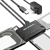 Pixelure 5Gbps IDE USB Adapter,USB3.0 zu IDE/SATA Festplatte Adapter Für 2,5/3,5 Zoll HDD/SSD FestplatteAdapter Konverter SATA UsbAdapter Für Windows/MacOS/Linux Mit 12V/2A Netzteil,USBKabel,SATAKabel