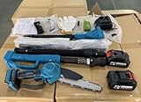 8 Zoll Akku Astsäge & Mini Kettensäge 2-in-1, bürstenlose elektrische Hochentaster, mit 2 * 1500-mAh-Akku, 2 m Verlängerungsstange, Ersatzkette, Handschuhen und Schutzbrille, EU-Stecker