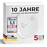 Rauchmelder 5er Set mit 10 Jahre Garantie BSI Zertifiziert nach DIN EN14604 inkl. 9V Batterie Rauchwarnmelder Brandmelder Feuermelder
