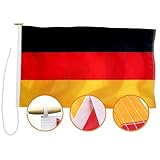 Lixure Bootsfahne Deutschland 40 x 60 cm Deutschland 220D Nylon 3Lagen Fahne mit Seil- doppelt genäht, lebendige Farbe, lichtbeständig, robust und witterungsbeständig für Boot Motorräd