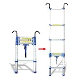 NEOCHY Hohe Teleskopleiter Mit Abnehmbarem Haken, Alumi-Verlängerungsleiter Für Die Loft -Fabrik Für Industrial Home Office/6,2 M (20 Ft)