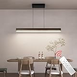 Coinmit LED Pendelleuchte, 24W, Hängeleuchte mit Fernbedienung, 3000K-6000K drei Farbtemperaturen einstellbar, moderne Pendelleuchte für Wohnzimmer Schlafzimmer, Länge 80cm, Schwarz