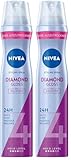 NIVEA Diamond Gloss Styling Spray, stärkendes Haarspray mit UV-Schutz, Panthenol & Vitamin B3, Haarlack für glamouröse Stylings mit 24h Halt (Haltestufe 4), veganes Pflegespray (250 ml)