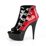 WERYHKBMDF Damen Stilettos Offene Spitze Sandalen Plateau Stiefeletten Ladies Boots Fischmaul Lackleder Schuhe Geeignet für Dates,A,44