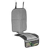 reer Kindersitz-Unterlage TravelKid MaxiProtect, Autositz-Schutzunterlage mit Rückenlehnen-Schutz, rutschfeste Unterlage, ISOFIX geeignet, für alle herkömmlichen Modelle, grau