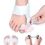 TENICORE Hallux Valgus Korrektur 1 Stück Einstellbarer Knopf Hallux Valgus Schiene, Silikon Zehenspreizer [2x] und Zeh Trainingsband [1x], Ballenzeh Zehen Begradigen