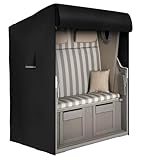 Dokon Schutzhülle für Strandkorb Winterfest Strandkorbabdeckung mit Belüftungsöffnungen, Wasserdicht Wetterfest Anti-UV Robustes 420D Oxford-Gewebe Abdeckung für Strandkorb - 120x90x155/140cm