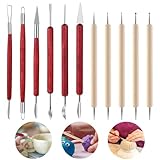 JJUNW 11 Stück Modellierwerkzeug Skulptur Ton Schnitzwerkzeug Kit Bildhauerei Werkzeuge Ton Keramik Professionelle Tools Sculpting Kit für DIY-Handwerk Töpfer Tonschnitz Schnitzen