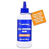 7 Artists Bastelkleber Transparent Flüssig 250 ml - Schnelltrocknender Bastelleim Transparent für Papier, Holz, Filz, Keramik | Vielzweckkleber Schnelltrocknend | Alles Kleber für Hobby & DIY