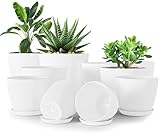 Utopia Home 10er-Pack Blumentopf 18/17/15/13/12 cm Übertopf mit Untertasse Für Küche, Balkon Blumentöpfe mit Untertasse Gartenpflanzen Sukkulenten, Baumschule Blumentopf für Zimmerpflanzen Weiß.