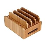 Hemobllo Desktop-Organizer Auto Ladeorganisator einstellbar handgefertigt Multi Inhaber Kabel-Organizer handyhalterung ladestation kabelhalter USB-Lademanager Wechslerhalter hölzern Beige