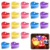 20 Stück Herz Kerzen Teelichter, 5 Farben Romantische Duftkerze Herz Kerzen, Herzkerzen Set für Valentinstag Dekoration, Hochzeit Deko, Tischdeko, Jubiläum, Geschenk, Party (Blau+Rot+Gelb+Lila+Rosa)