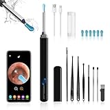 Ohrenschmalz Entferner Otoskop, 1080P Ohrenreiniger mit Kamera, WiFi Ohrreiniger mit Kamera,IP67 Wasserdicht Ohr EndoskopOhrkamera mit 6 LEDs –Otoskop Ohr, für iPhone, Android, iPad,Schwarz