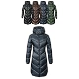 Covalliero - Damen Steppmantel | Wintermantel mit Kapuze | Reitmantel mit Reitschlitz | wasserabweisender Damen Mantel mit üppiger Wattierung | Reitbekleidung in Dark Navy | Größe XL
