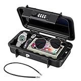 Tragbarer Tresor Strandsafe, Wasserdicht 4 Stelliger Zahlencode mit 6MM Dicker Abnehmbarem Drahtseil, SOARFLY Strandtresor Sicherheitsbox Outdoor, Reisen, am Strand, Camping, Büro, Auto