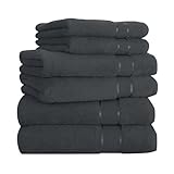 Mixibaby Handtuch 6er Set 2X Duschtuch 2X Handtuch 2X Gästetuch 100% Baumwolle Frottee, Farbe:Antrazit