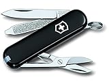 Victorinox Schweizer Taschenmesser, Klein, Classic SD, Multitool, Swiss Army Knife mit 7 Funktionen, Klinge, Nagelfeile, Schraubendreher, Schwarz