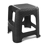 R.G. Tritthocker Hocker mit Trittleiter Sitzhocker Tisch Stuhl Höhe 48cm Rattan Optik Stufenhocker bis 160kg