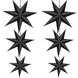 6 Stück Papiersterne für Weihnachts Deko, Faltstern Weihnachten Skandinavisch Papiersterne Faltsterne Weihnachten für Dekoration, Zimmer, Wohnzimmer, Hochzeit (2*40cm+2*25cm+2*30cm,Schwarz)