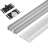 Aluminium-Schiebetürschienen-Set für Kleiderschrank und Schrank, doppelte Gleitschiene mit Riemenscheibenführung für Glastüren, reibungslose Bedienung und einfache Installation