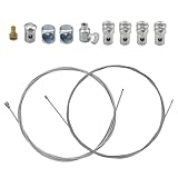 2 Stück 2M Universal Reparaturset Bowdenzug Gaszug Schaltzug Kupplungszug Fahrrad Roller Mofa Moped mit 9x Nippel Motorrad Universal Seilzug für Mofa Moped, Fahrrad, Roller
