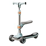GAOCUNBING Elektroroller mit 3 Rädern, zusammenklappbarer Power Assist mit Musik, Cooler Beleuchtung, Roller für Jungen, höhenverstellbar, Abnehmbarer Sitz Light Blue