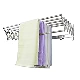 Telestowel Rack Handtuchhalter aus Edelstahl Badezimmer-Aufbewahrungsregal mit Mehreren Handtuchstangen zur Wandmontage für Badezimmer, Hotelküche, zusammenklappbar/90 cm