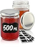 Praknu 12 Einmachgläser 500ml mit Deckel, Etiketten - Luftdichte Twistoff Gläser zum Konservieren