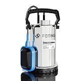 FOTING Schmutzwassertauchpumpe 400 W 11000 l/h, Förderhöhe max 6.5m, Eintauchtiefe max 7 m, Noryllaufrad, 10 m Anschlusskabel, variabel einstellbarer Schwimmerschalter, Portable Sump for Pool Draining