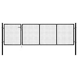 Festnight gartentor Metall Doppeltor Gartentor Doppelflügeltore Metall Gartentür Zauntor Gartenpforte Hoftor Gartenzaun Tor Flügeltor Abschließbar Anthrazit 350 x 75 cm
