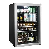 HCK Bierkühlschrank 115L Freistehender Getränkekühlschrank mit doppelt verglaster Glastür, Temperatur von 0 bis 10℃, Energieklasse E